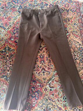 Vintage Wrangler Mens Brown Polyester 5 Pocket Slacks 34 X 30